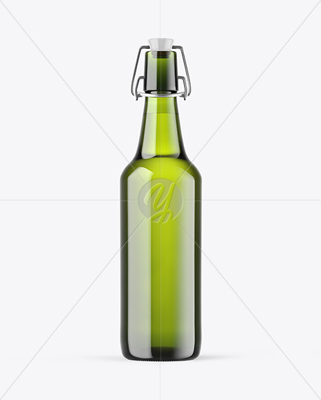 Green Glass Beer Bottle Mockup