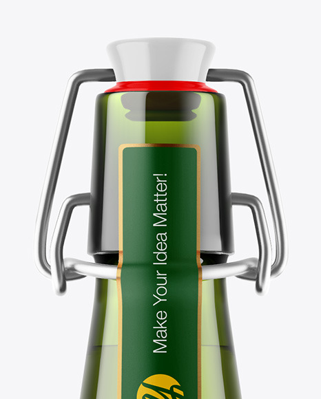 Green Glass Beer Bottle Mockup