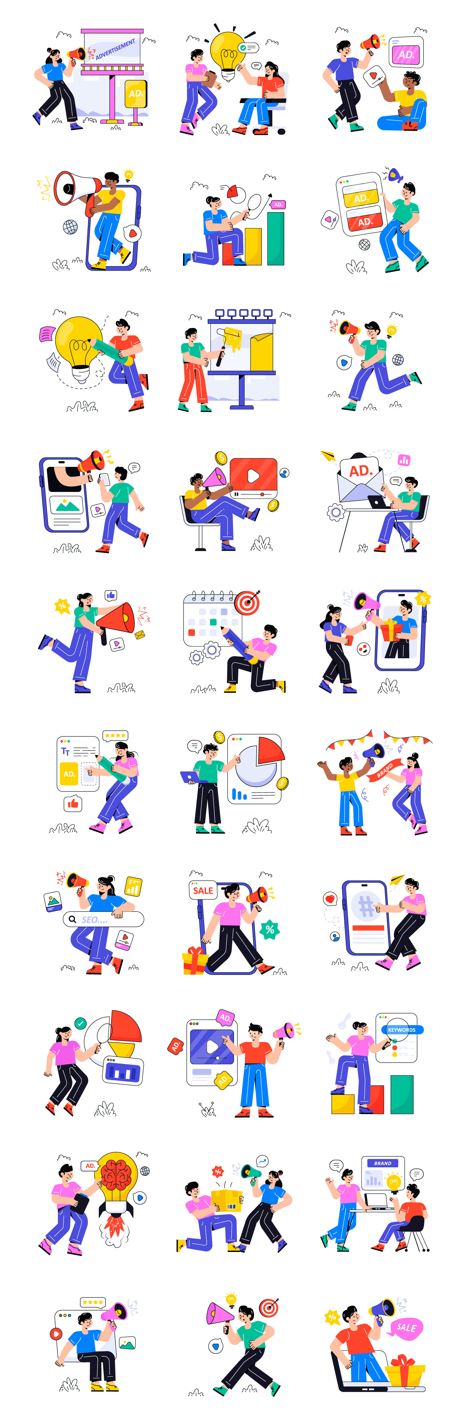 30 Advertisement Services Illustration
