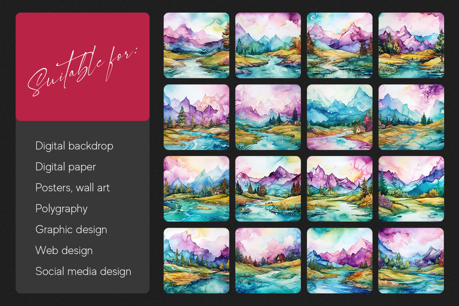 Aesthetic Watercolor Landscape Texture Pack