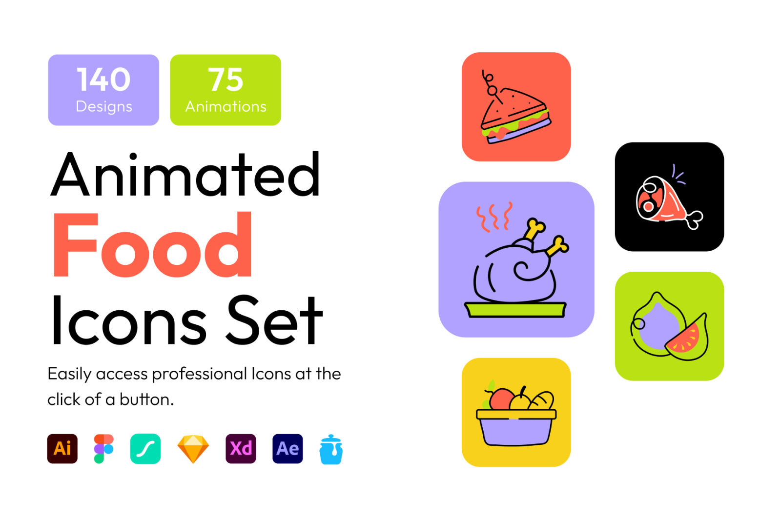 Animated Food Icon Set