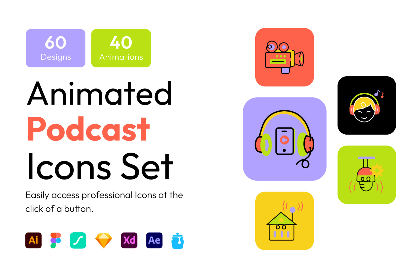 Animated Podcast Icons Animated Podcast Icons