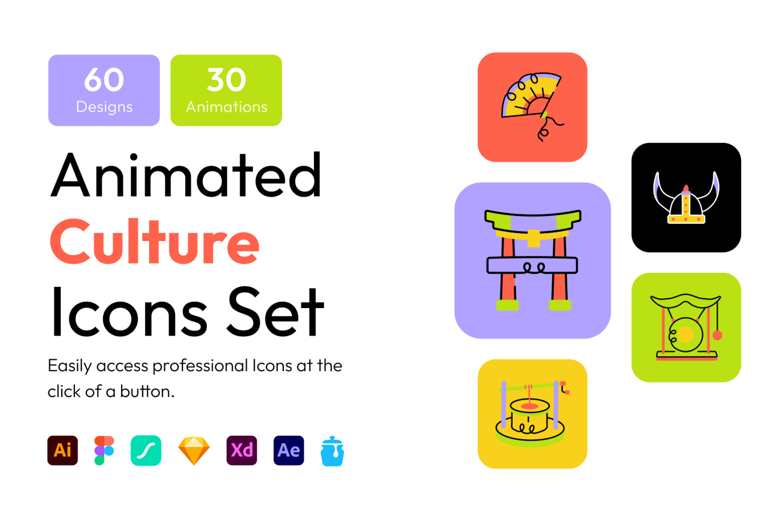 Animated Culture Icon Set