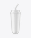 Glossy Cup With Straw Mockup
