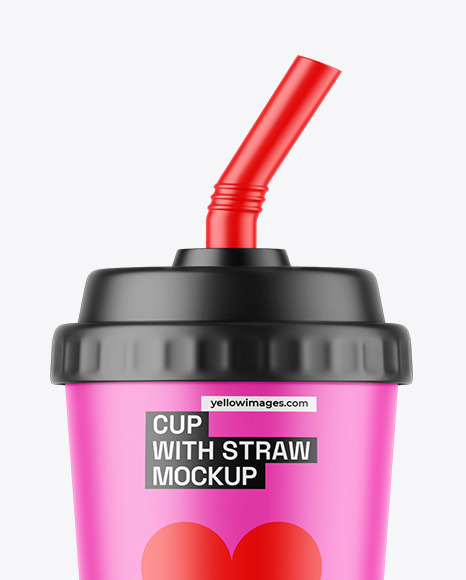 Matte Cup With Straw Mockup