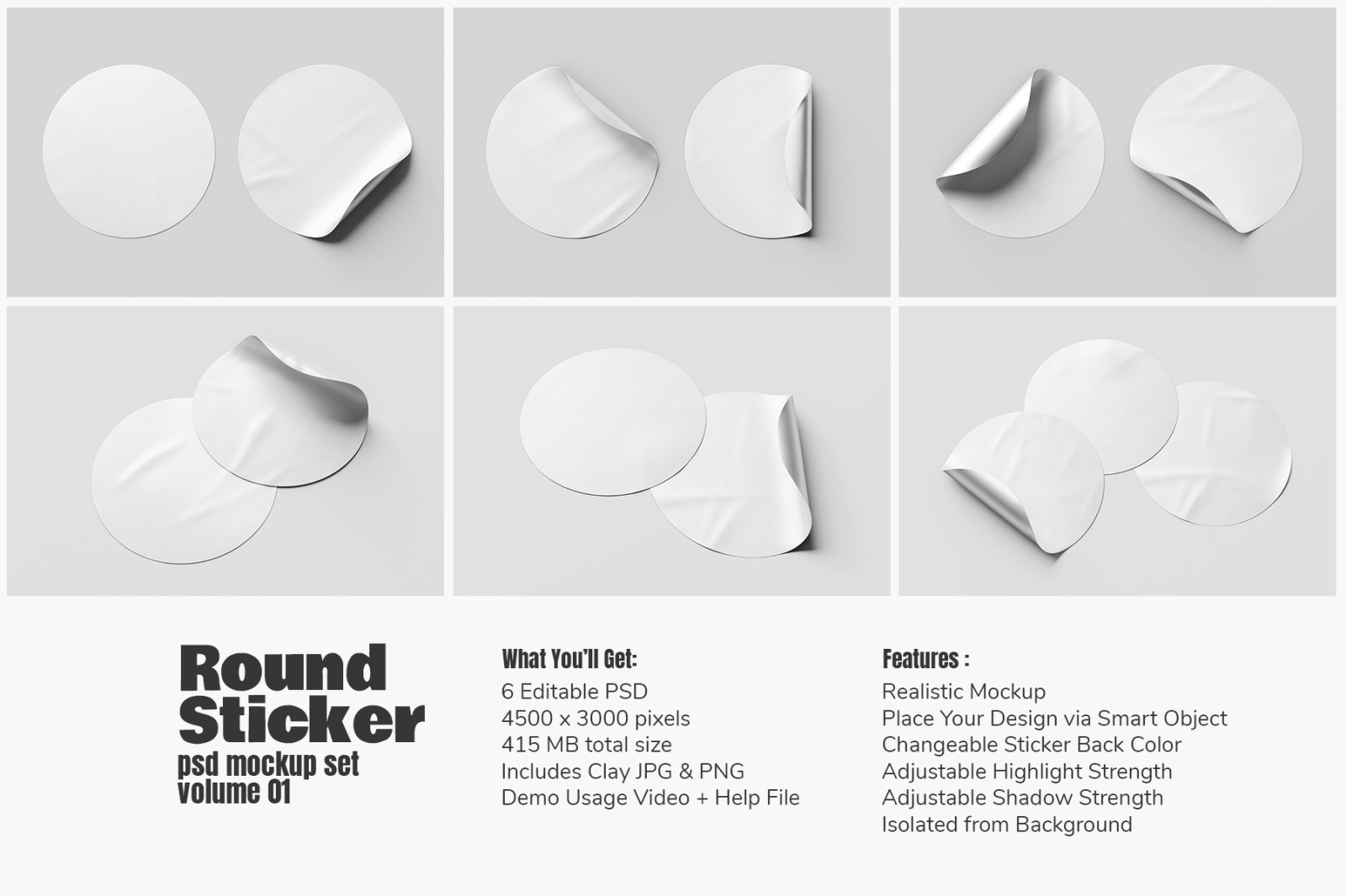 Round Sticker Label PSD Mockup Set - Vol. 01 Round Sticker Label PSD Mockup Set - Vol. 01
