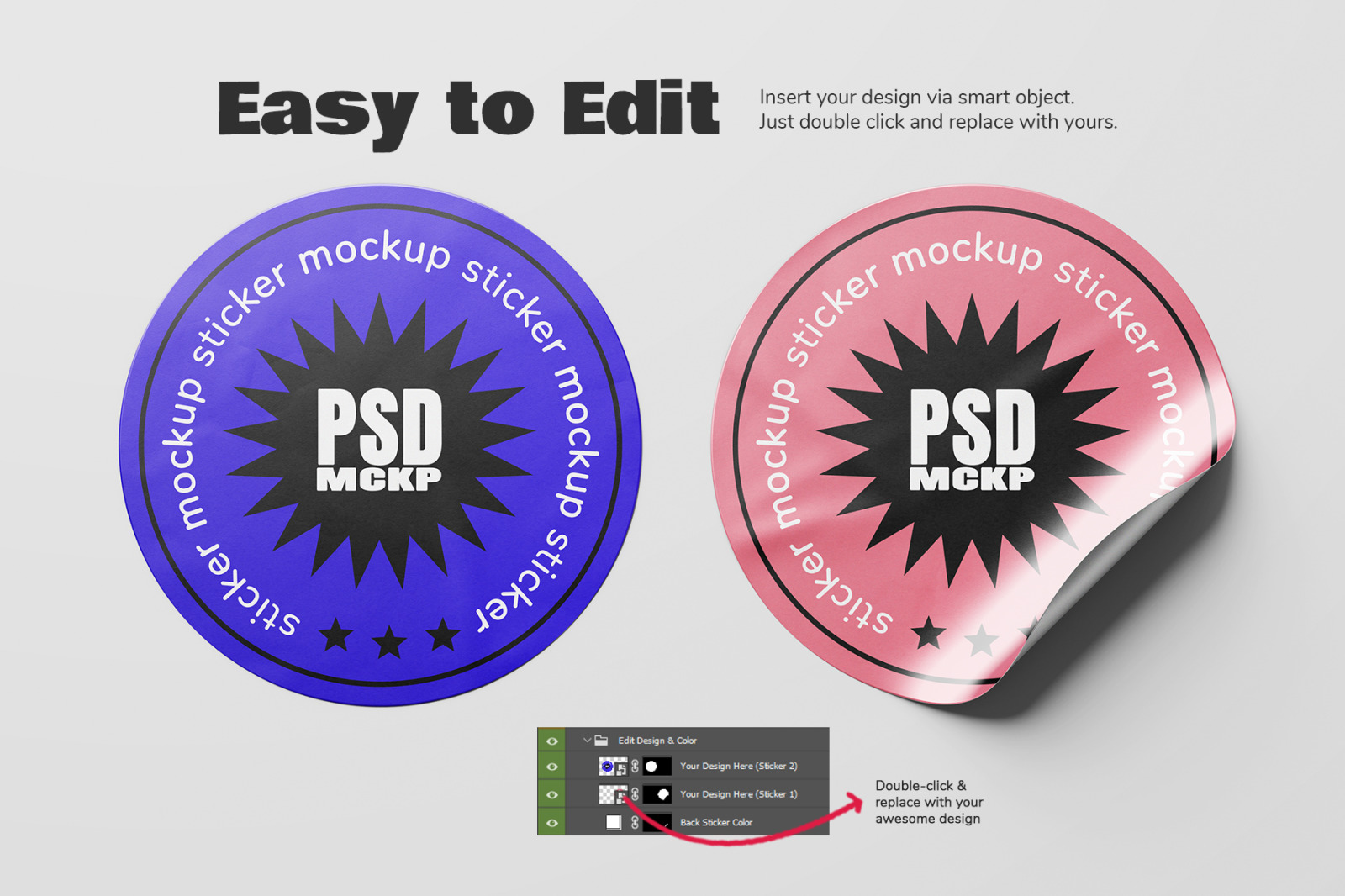 Round Sticker Label PSD Mockup Set - Vol. 01