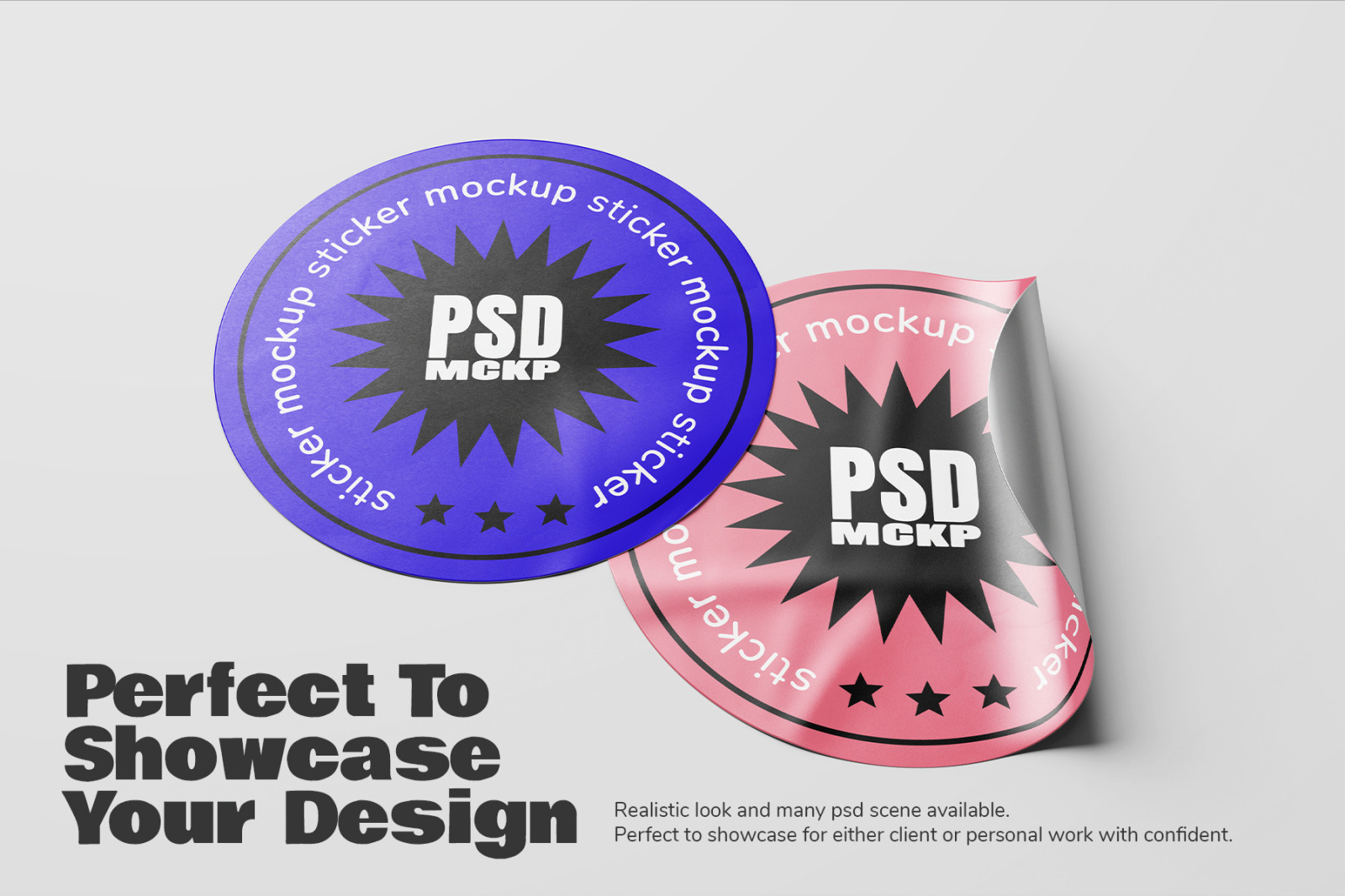 Round Sticker Label PSD Mockup Set - Vol. 01