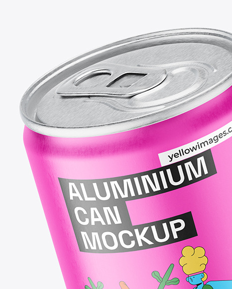 Aluminium Drink Can With Matte Finish Mockup