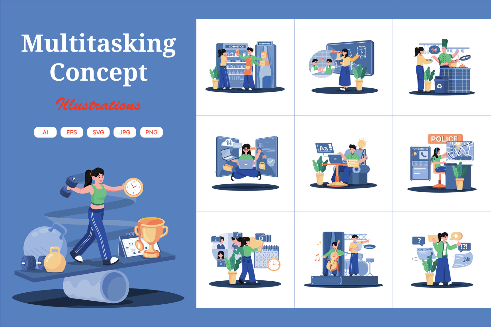 M731_Multitasking Concept Illustration Pack M731_Multitasking Concept Illustration Pack