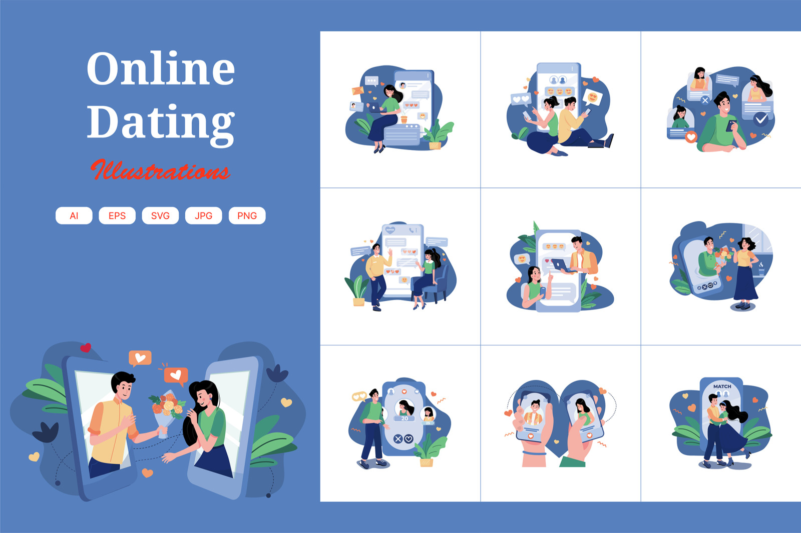 M435_Online Dating Illustration Pack M435_Online Dating Illustration Pack
