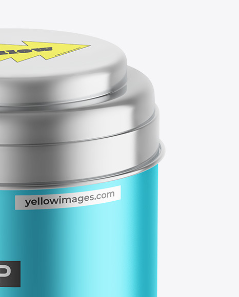 Matte Metallic Tea Tin Can Mockup