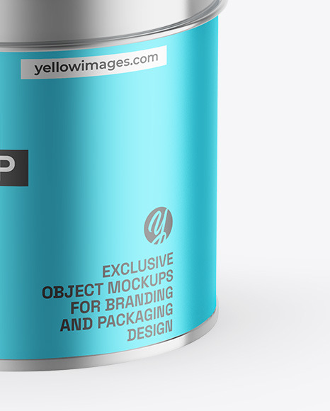 Matte Metallic Tea Tin Can Mockup