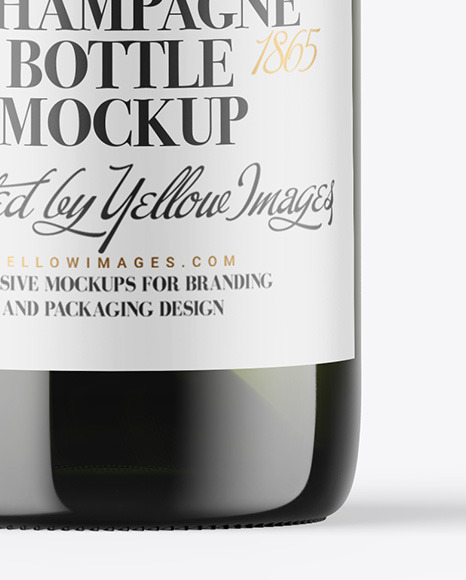 Green Glass Champagne Bottle Mockup