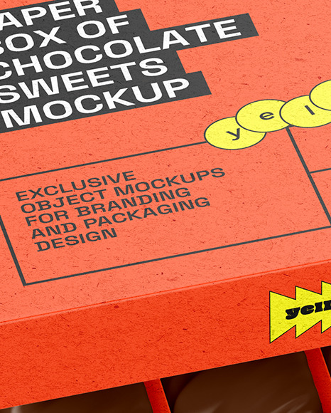 Kraft Paper Box of Chocolate Sweets Mockup Kraft Paper Box of Chocolate Sweets Mockup