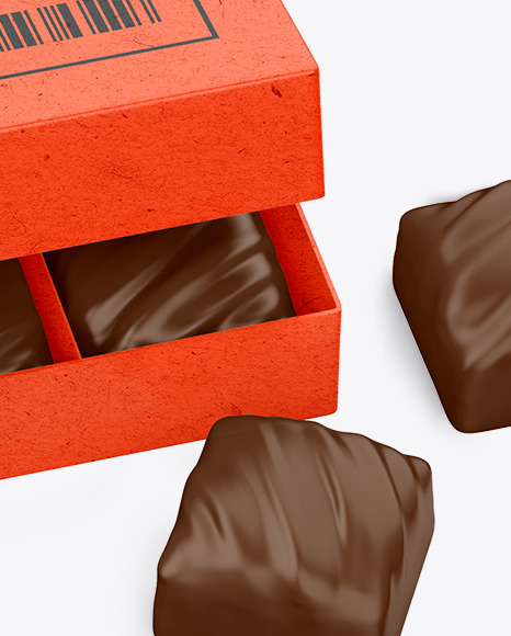 Kraft Paper Box of Chocolate Sweets Mockup Kraft Paper Box of Chocolate Sweets Mockup