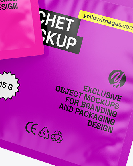 Two Square Sachets Mockup