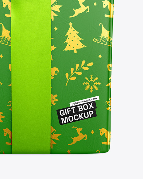 Gift Box with Metallic Tape Mockup