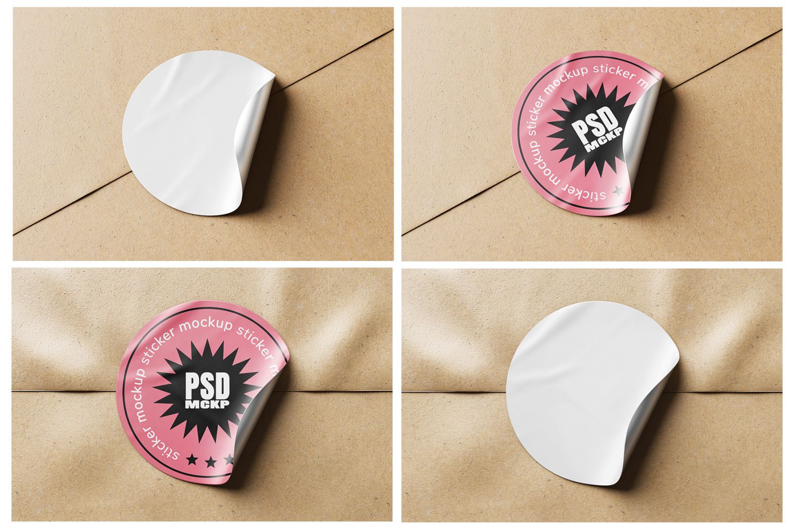 Round Sticker Label PSD Mockup Set -Vol.02 - Seal Version