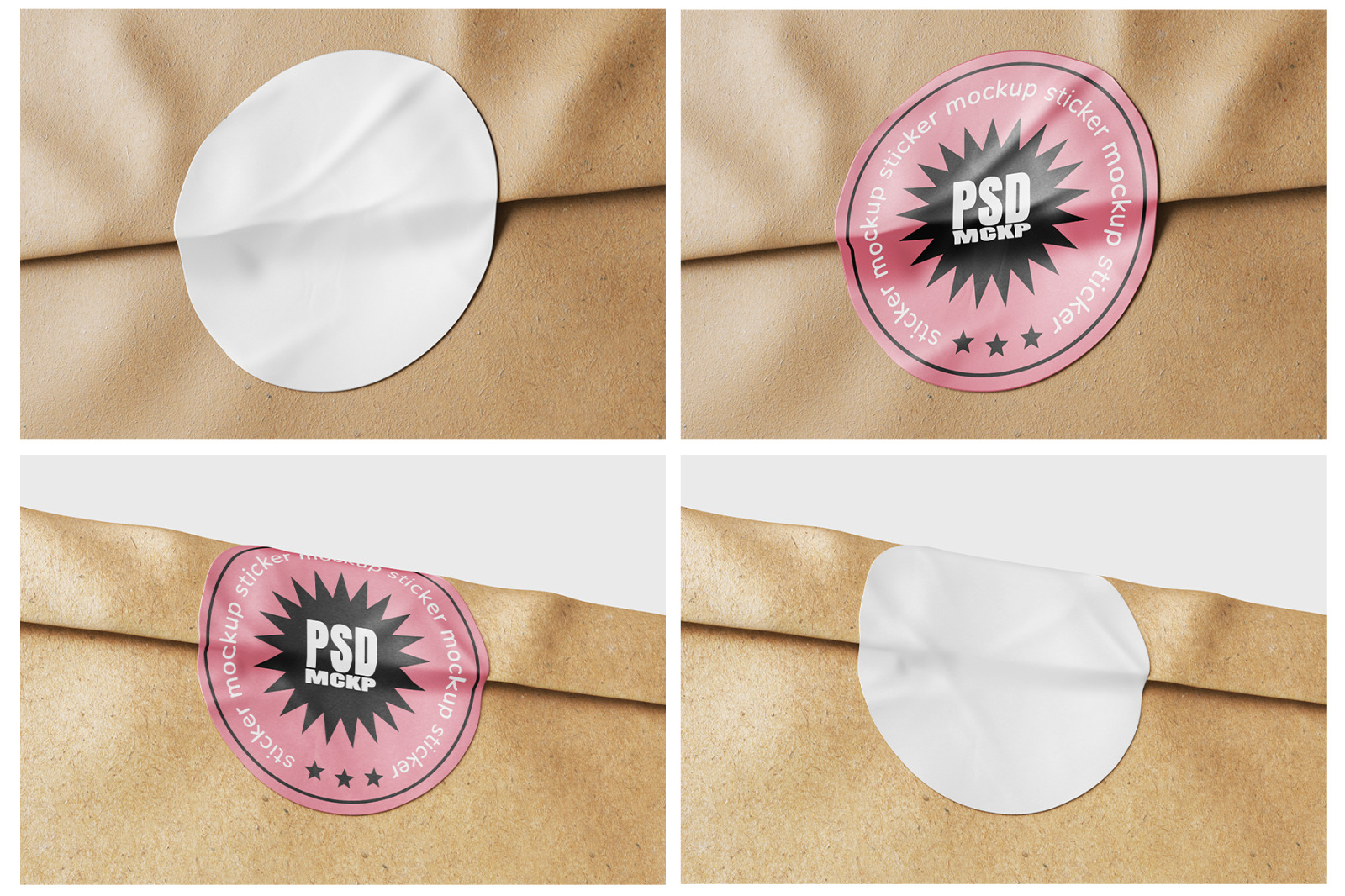 Round Sticker Label PSD Mockup Set -Vol.02 - Seal Version