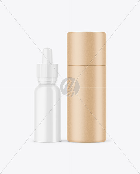 Kraft Tube w/ Glossy Dropper Bottle Mockup