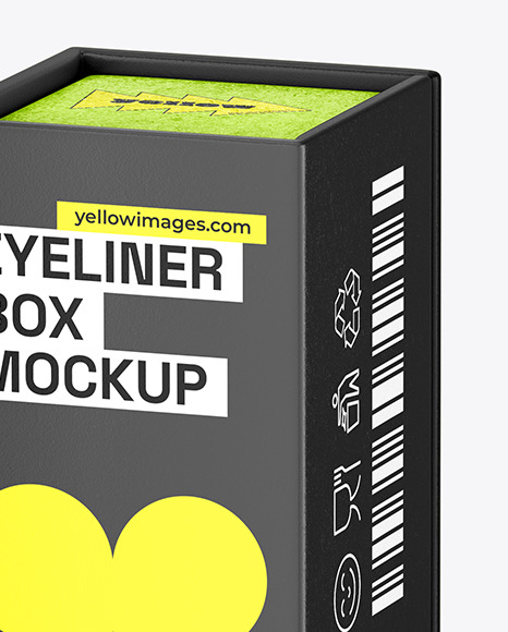 Glossy Eyeliner Box Mockup - Half Side View