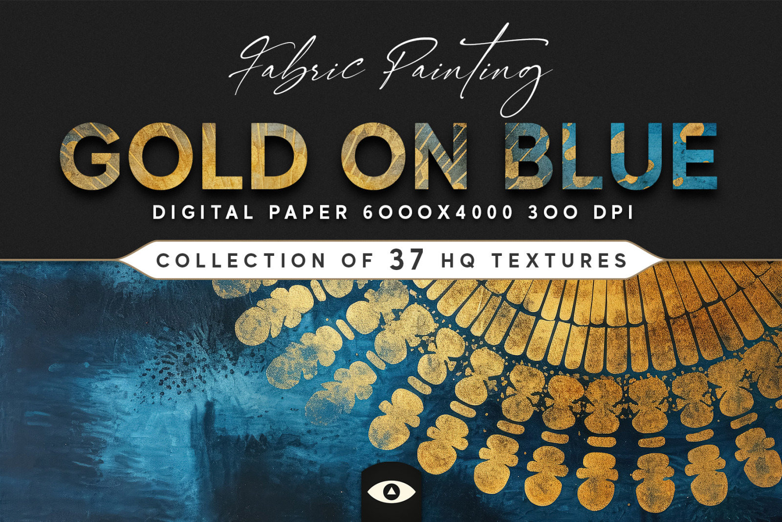 Fabric Painting Gold on Blue Texture Pack