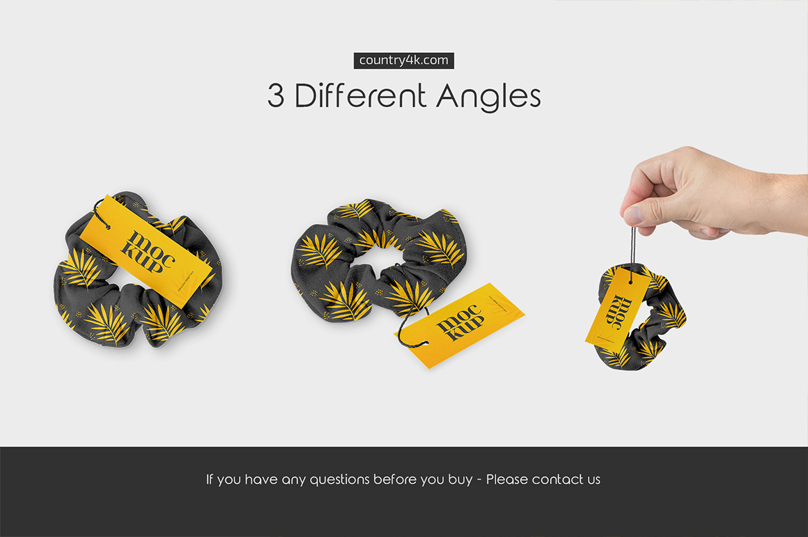 Hair Scrunchie with Label Mockup Set Hair Scrunchie with Label Mockup Set