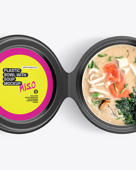 Plastic Bowl With Miso Soup Mockup