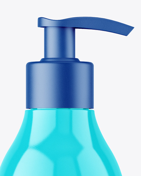 Glossy Plastic Bottle with Pump Mockup