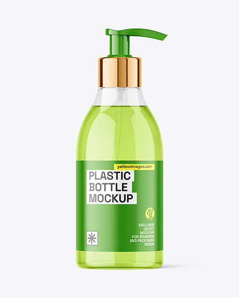 Clear Plastic Bottle with Pump Mockup