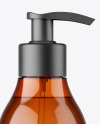 Amber Plastic Bottle with Pump Mockup