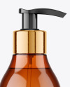 Amber Plastic Bottle with Pump Mockup