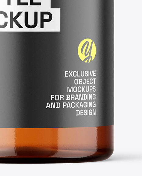 Amber Plastic Bottle with Pump Mockup