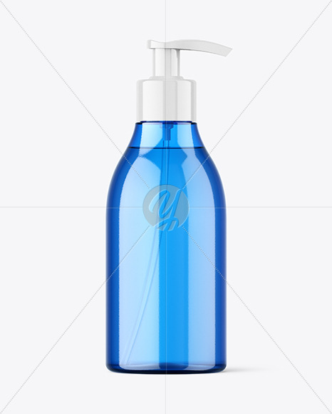Blue Plastic Bottle with Pump Mockup Blue Plastic Bottle with Pump Mockup