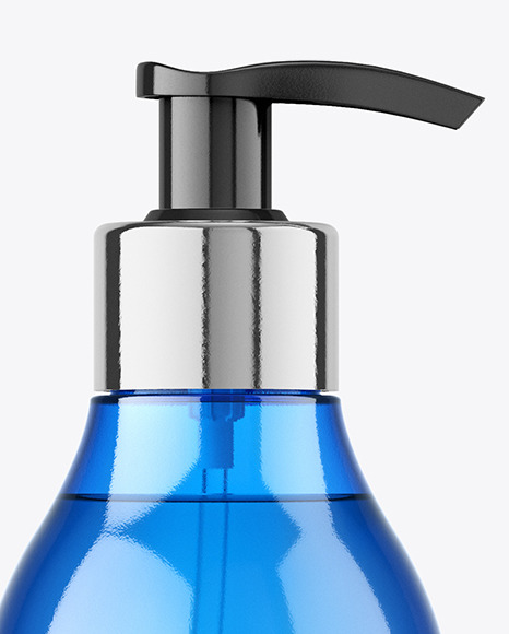 Blue Plastic Bottle with Pump Mockup Blue Plastic Bottle with Pump Mockup