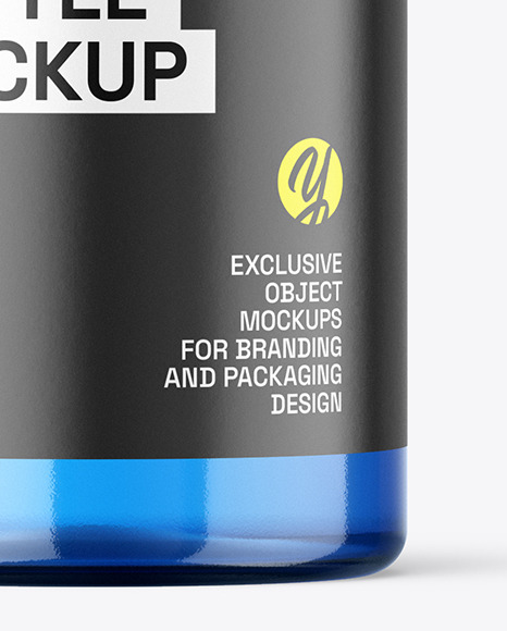 Blue Plastic Bottle with Pump Mockup Blue Plastic Bottle with Pump Mockup