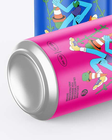 Two Aluminium Cans With Matte Finish Mockup