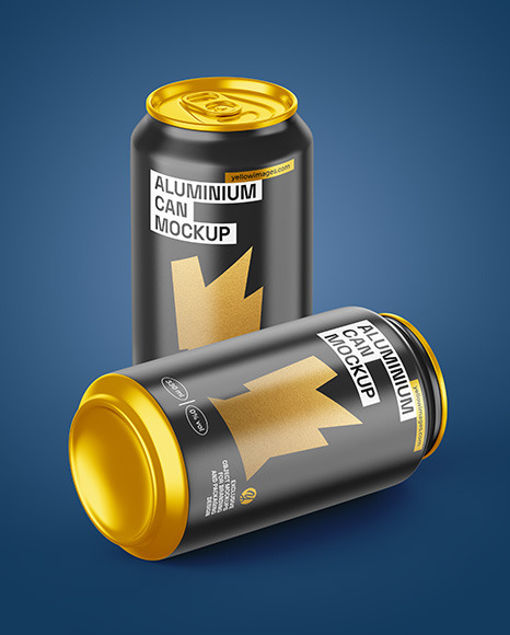 Two Aluminium Cans With Matte Finish Mockup