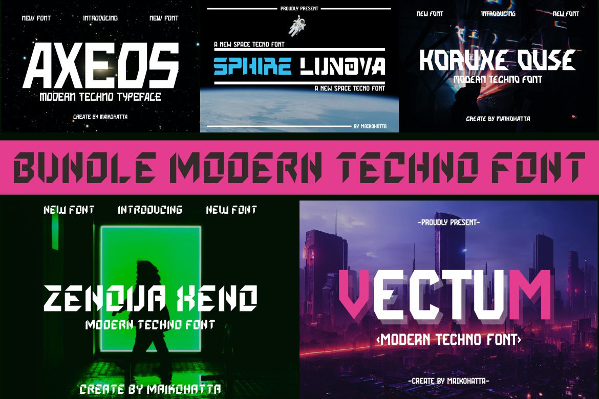 Bundle Modern Techno Font Bundle Modern Techno Font