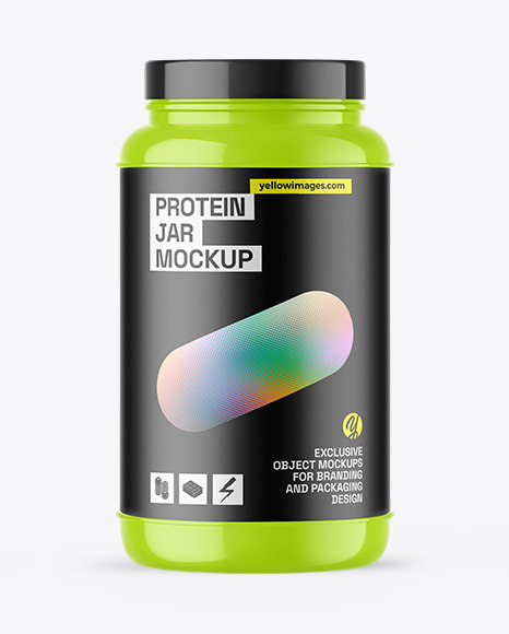 Glossy Protein Jar Mockup