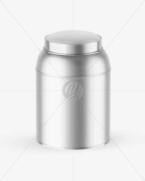 Matte Metallic Tea Tin Can Mockup