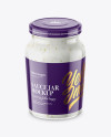 Clear Glass Jar with Garlic Sauce Mockup