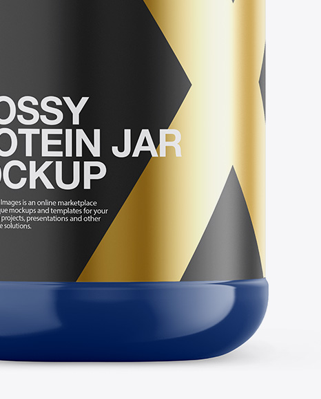 Glossy Plastic Protein Jar Mockup - Front View