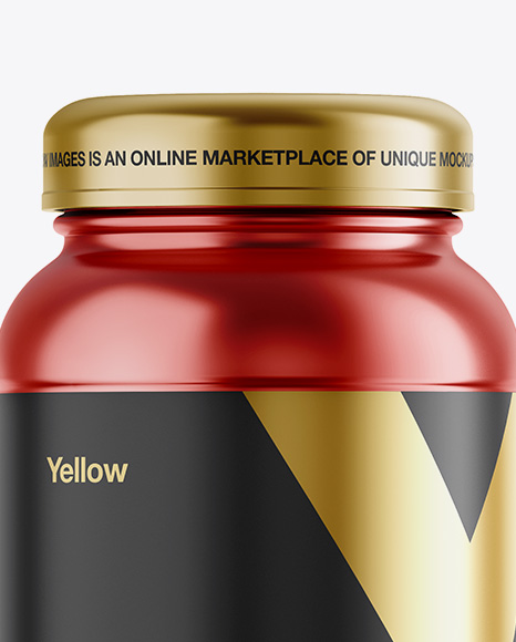 Metallic Protein Jar Mockup - Front View