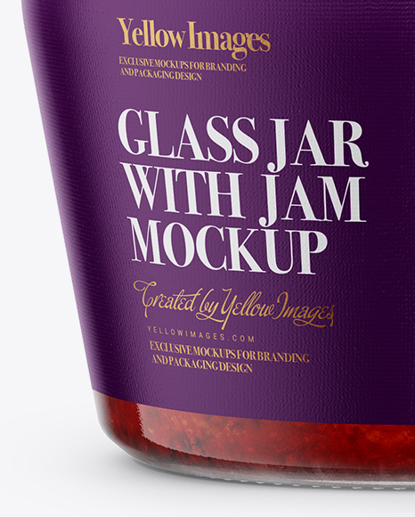 Glass Jar with Strawberry Jam Mockup