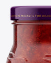 Glass Jar with Strawberry Jam Mockup