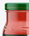 Glass Jar with Strawberry Marmalade Mockup - Front View