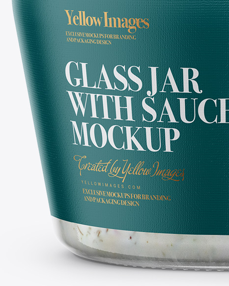 Glass Jar with Tartar Sauce Mockup - Front View