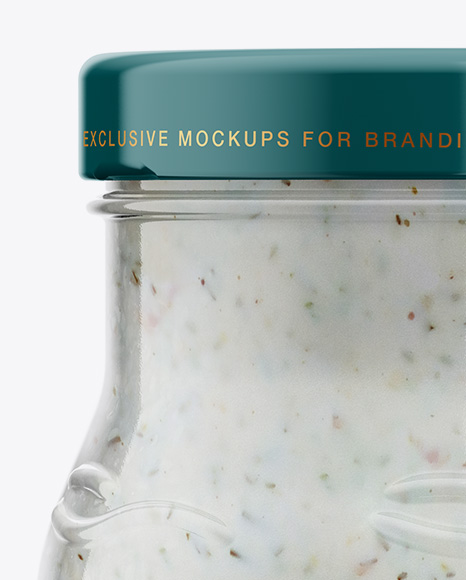 Glass Jar with Tartar Sauce Mockup - Front View